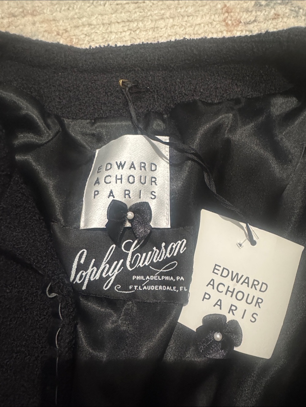 Edward Achour NWT Sophy Curson Cropped Bouclé Pocket Blazer in Black - Picture 4 of 5